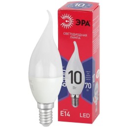Лампа светодиодная RED LINE LED BXS-10W-865-E14 R 10Вт BXS свеча на ветру 6500К холод. бел. E14 Эра
