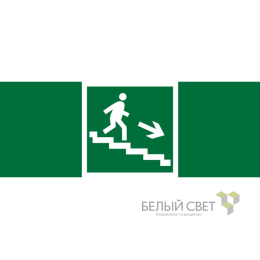 Знак безопасности NPU-3413.E13"Напр. к эвакуац. выходу по лестн. вниз (прав.)" Белый свет a16524