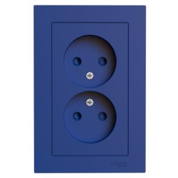 Розетка 2-м. AtlasDesign 16А без заземл. со шторками в сборе аквамарин SE ATN001122