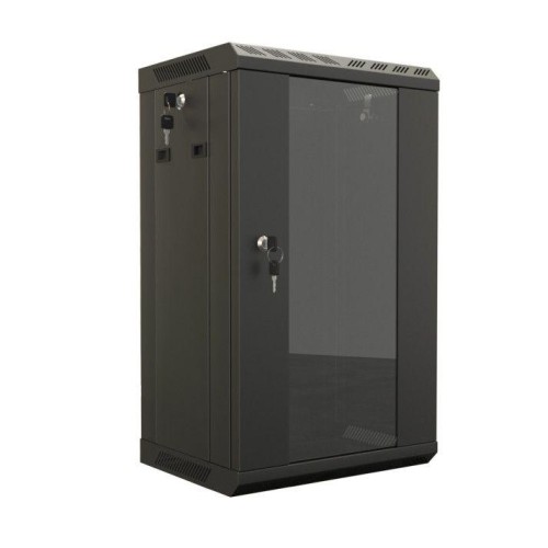 Шкаф настенный 10дюйм 6U 366.5х390х300 уст. размер 254мм со стеклянной дверью открывающиеся стенки в