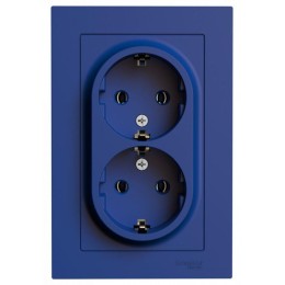 Розетка 2-м. AtlasDesign 16А с заземл. в сборе аквамарин SE ATN001124