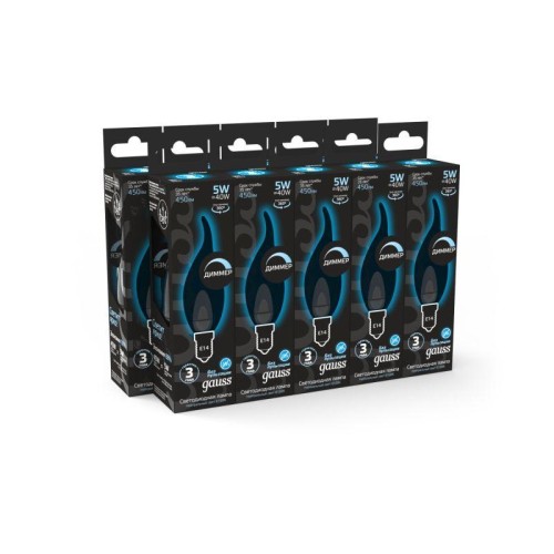 Лампа светодиодная филаментная Black Filament 5Вт свеча на ветру 4100К нейтр. бел. E14 450лм диммир.