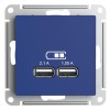 Розетка USB AtlasDesign тип A+A 5В/2.1А 2х5В/1.05А механизм аквамарин SE ATN001133