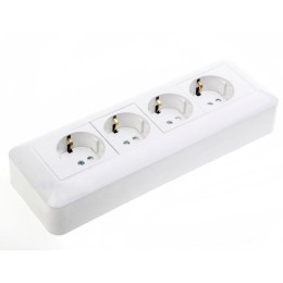 Розетка 4-м ОП Blanca / Прима 16А IP20 250В с заземл. защ. шторки с монтажн. пластиной (опт. упак.)