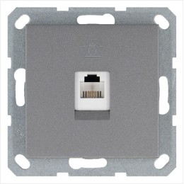 Розетка телефонная 1-м RJ11 механизм алюм. JasmartG6101S