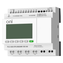 Модуль ЦПУ ПЛК 430 4 DI 4 UI (0-10В/DI) 4 RO 24В DC с Ethernet портом с экраном ONI PLC-430-CPU-08U0