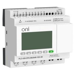 Модуль ЦПУ ПЛК 430 4 DI 4 UI (0-10В/DI) 4 RO 24В DC с Ethernet портом с экраном ONI PLC-430-CPU-08U0