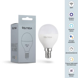 Лампа светодиодная Wi-Fi Globe 5Вт 2700К-6500К E14 MIX DIM Voltega 2428
