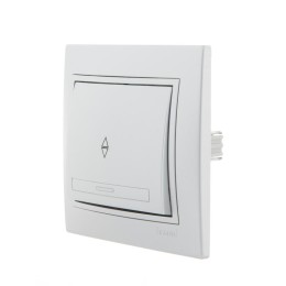 Переключатель проходной 1-кл. СП Mira 10А IP20 со вставкой сер. метал. LEZARD 701-1010-105