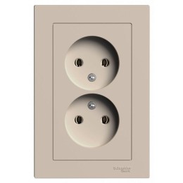Розетка 2-м. AtlasDesign 16А без заземл. в сборе песочн. SE ATN001220