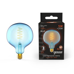 Лампа светодиодная филаментная Black Filament 5Вт G125 шар 1800К тепл. бел. E27 190лм GAUSS 10138021