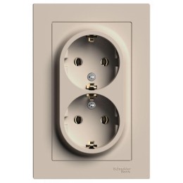 Розетка 2-м. AtlasDesign 16А с заземл. в сборе песочн. SE ATN001224