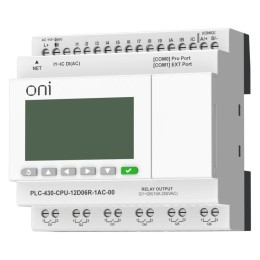 Модуль ЦПУ ПЛК 430 12 DI 6 RO 220В AC с Ethernet портом с экраном ONI PLC-430-CPU-12D06R-1AC-00