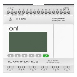 Модуль ЦПУ ПЛК 430 12 DI 6 RO 220В AC с Ethernet портом с экраном ONI PLC-430-CPU-12D06R-1AC-00