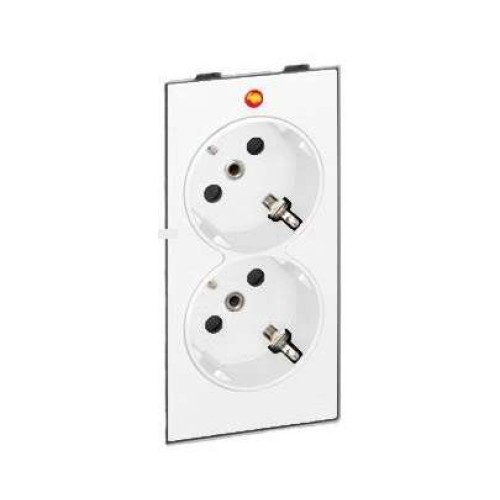 Розетка 2-м СП Simon Connect 16А IP20 250В 2х2P+E с заземл. с индикацией S-модуль механизм бел. Simo