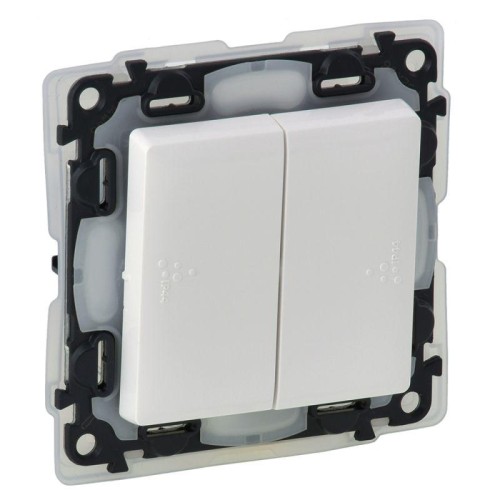 Переключатель 2-кл. СП Valena Life 10А IP44 250В с лицев. панелью безвинтов. зажимы механизм бел. Le