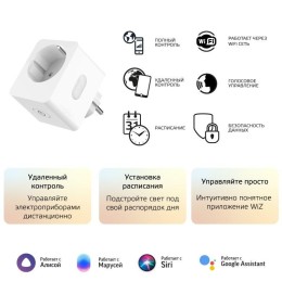 Переходник сетевой (розетка умная) Smart Home 10А 2300Вт IP20 207-253В с заземл. GAUSS 5510122