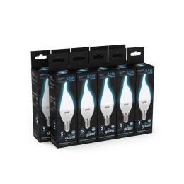 Лампа светодиодная Black 6.5Вт свеча на ветру 6500К холод. бел. E14 550лм GAUSS 104101307