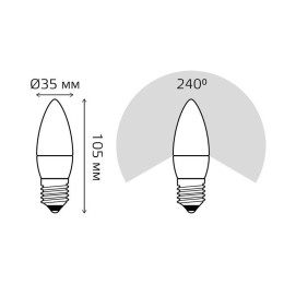 Лампа светодиодная Black 6.5Вт свеча 6500К холод. бел. E27 550лм GAUSS 103102307