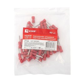 Наконечник штыревой круглый изолированный НШКИ 0.25-1.5 (уп.50шт) EKF nshki-0.25-1.5