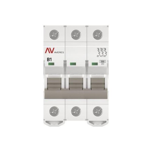 Выключатель автоматический модульный 3п B 1А 10кА AV-10 AVERES EKF mcb10-3-01B-av