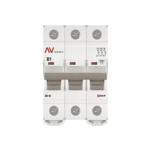 Выключатель автоматический модульный 3п B 1А 10кА AV-10 AVERES EKF mcb10-3-01B-av