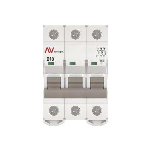 Выключатель автоматический модульный 3п B 10А 10кА AV-10 AVERES EKF mcb10-3-10B-av