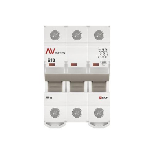 Выключатель автоматический модульный 3п B 10А 10кА AV-10 AVERES EKF mcb10-3-10B-av