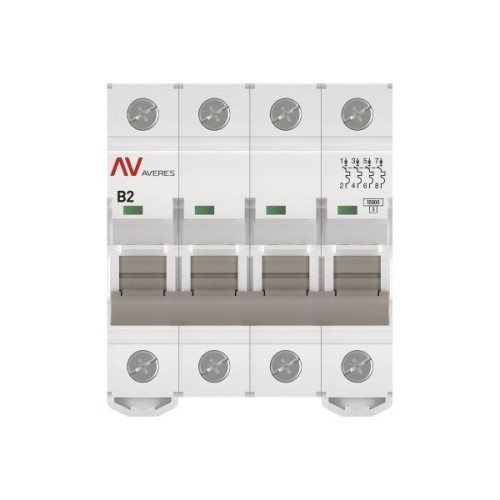 Выключатель автоматический модульный 4п B 2А 10кА AV-10 AVERES EKF mcb10-4-02B-av