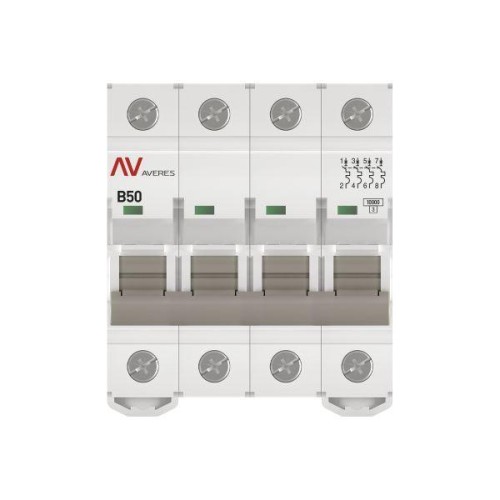 Выключатель автоматический модульный 4п B 50А 10кА AV-10 AVERES EKF mcb10-4-50B-av