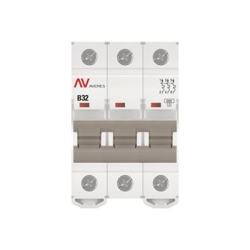 Выключатель автоматический модульный 3п B 32А 6кА AV-6 AVERES EKF mcb6-3-32B-av