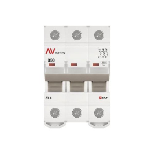 Выключатель автоматический модульный 3п D 50А 6кА AV-6 AVERES EKF mcb6-3-50D-av