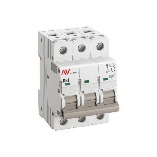 Выключатель автоматический модульный 3п D 63А 6кА AV-6 AVERES EKF mcb6-3-63D-av