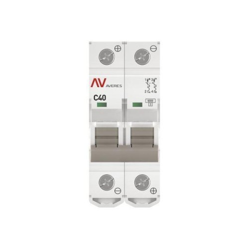 Выключатель автоматический модульный 2п C 40А 6кА AV-6 AVERES EKF mcb6-DC-2-40C-av
