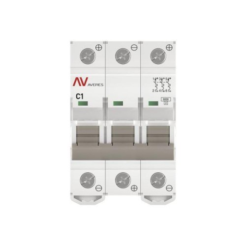 Выключатель автоматический модульный 3п C 1А 6кА AV-6 AVERES EKF mcb6-DC-3-01C-av