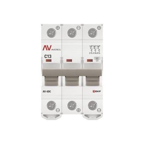 Выключатель автоматический модульный 3п C 13А 6кА AV-6 AVERES EKF mcb6-DC-3-13C-av