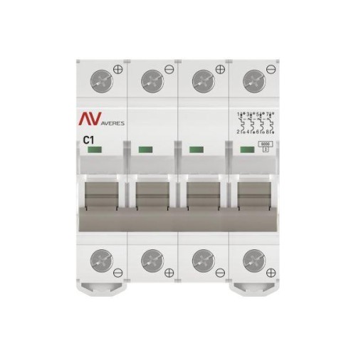 Выключатель автоматический модульный 4п C 1А 6кА AV-6 AVERES EKF mcb6-DC-4-01C-av