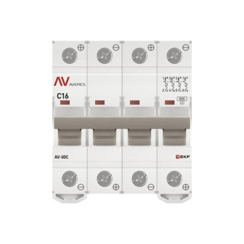 Выключатель автоматический модульный 4п C 16А 6кА AV-6 AVERES EKF mcb6-DC-4-16C-av