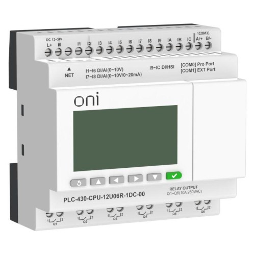 Модуль ЦПУ ПЛК 430 4 DI 6 UI (0-10В/DI) 2 UI (0-10В/0-20мА/DI) 6 RO 24В DC с Ethernet портом с экран