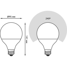 Лампа светодиодная Black 16Вт G95 шар 6500К холод. бел. E27 1540лм GAUSS 105102316