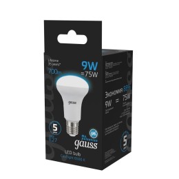 Лампа светодиодная Black 9Вт R63 рефлектор 6500К холод. бел. E27 700лм GAUSS 106002309