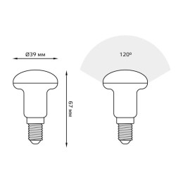 Лампа светодиодная Black 4Вт R39 рефлектор 6500К холод. бел. E14 370лм GAUSS 106001304