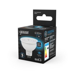 Лампа светодиодная Black 7Вт MR16 софит 6500К холод. бел. GU5.3 630лм GAUSS 101505307