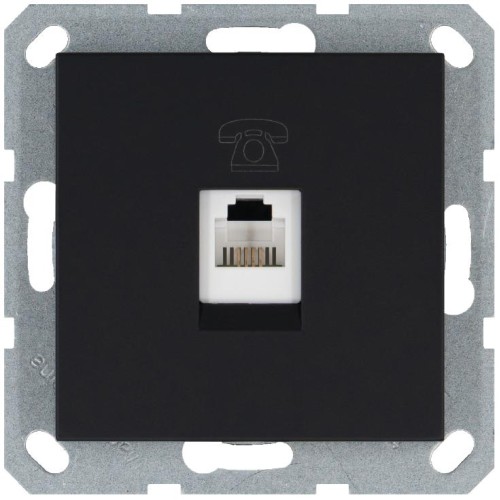 Розетка телефонная 1-м RJ11 механизм черн. матов. soft touch JasmartG6101PB