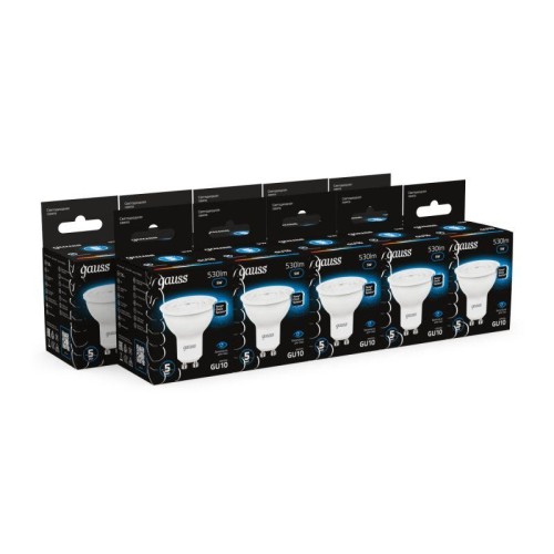 Лампа светодиодная Black 5Вт MR16 софит 6500К холод. бел. GU10 530лм GAUSS 101506305