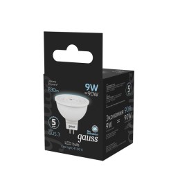 Лампа светодиодная Black 9Вт MR16 софит 4100К нейтр. бел. GU5.3 830лм GAUSS 101505209