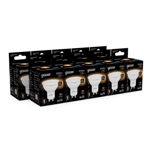 Лампа светодиодная Black 9Вт MR16 софит 3000К тепл. бел. GU10 830лм GAUSS 101506109