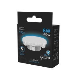 Лампа светодиодная Black 6Вт таблетка 6500К холод. бел. GX53 530лм GAUSS 108008306