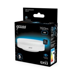 Лампа светодиодная Black 8Вт таблетка 6500К холод. бел. GX53 760лм GAUSS 108008308