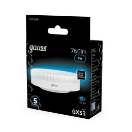 Лампа светодиодная Black 8Вт таблетка 6500К холод. бел. GX53 760лм GAUSS 108008308